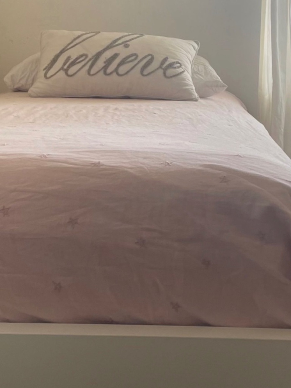 Restoration Hardware RH Teen Pink Star Embroidered Twin Duvet Cover Bedding